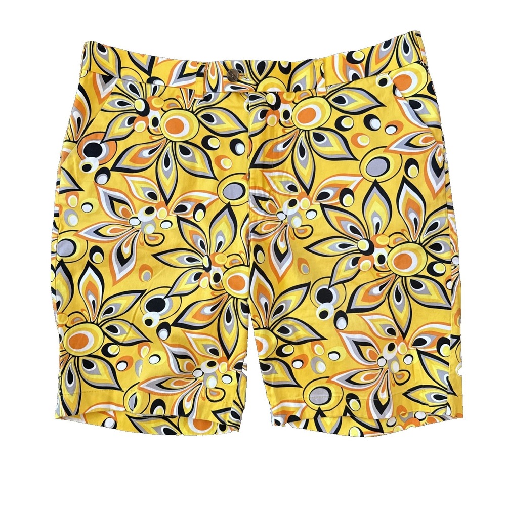 Loudmouth Golf Shorts Men 40 Yellow Floral 10 Inseam Stretch Bermuda Chino